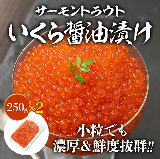 サーモントラウトいくら醤油漬け500g 小粒でも濃厚＆鮮度抜群!!