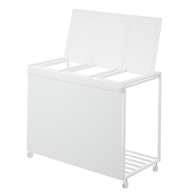 未使用 tower 蓋付き目隠し分別ダストワゴン 45L 3分別 ホワイト tower ｜ 蓋付き目隠し分別ダストワゴン タワー 45L 3分別